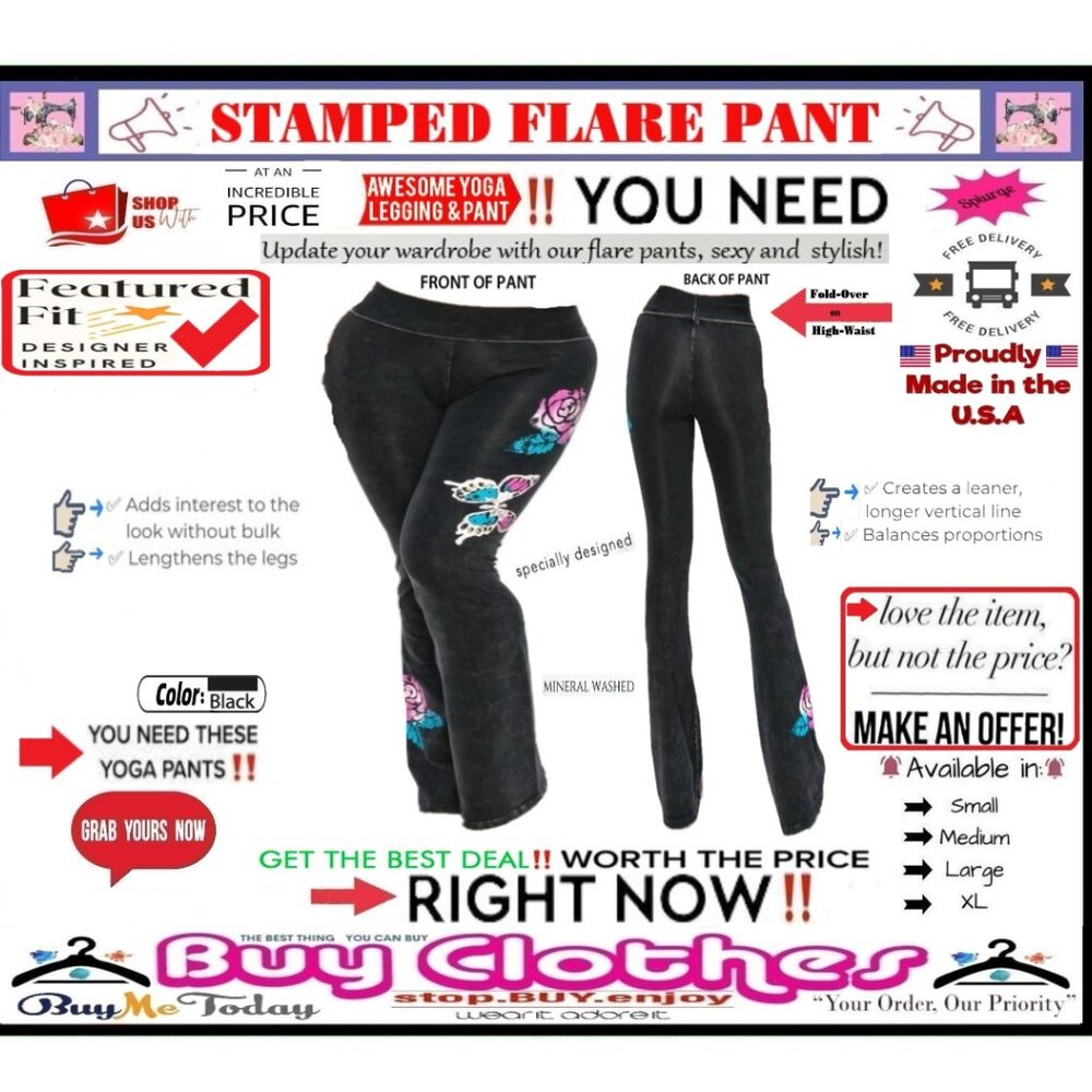 ๐ BOTTOM Fold Graphic BUTTERFLY โ LEGGING ๐ PANT Waist Mineral STAMP ๐ธBUY NOW - Picture 11 of 16